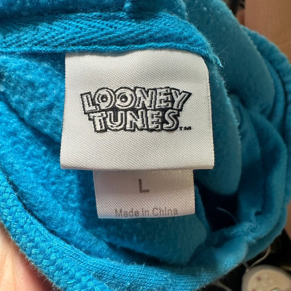 Looney‎ Tunes Hoodie Bugs Bunny Daffy Duck Graphic Pullover Sweatshirt L - Picture 2 of 7